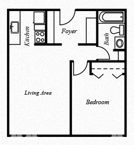 1 Bed 1 Bath Floor Plan at The Montecito, Colorado Springs, CO, 80916